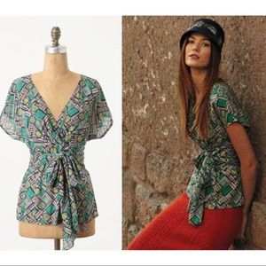 Anthropologie Odille Framework Faux Wrap Top Sz 6